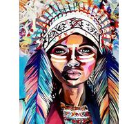 WANGXIAO Peinture par numéros pour Adultes débutants,kit de Peinture à l'huile sur Toile par numéro avec Peinture Acrylique pigmentée,40x50 cm,Dame indienne colorée,sans cadre
