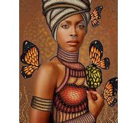 WANGXIAO Peinture par numéros pour adultes débutants,Peinture à l'huile à la main,Décoration de la maison,50 x 40 cm,Beauté du foulard africain en bronze,sans cadre