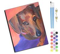 WANGXIAO Peinture par numéros pour adultes débutants,Peinture à l'huile à la main,Décoration de la maison,50 x 40 cm,Teckel, chien de berger, chien animal,sans cadre
