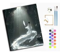 WANGXIAO peinture par numéros pour adultes - Kits de peinture par numéros sur toile pour décoration murale de la maison - Peinture,40x50 cm,Femme immortelle et dragon blanc,avec cadre