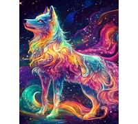 WANGXIAO peinture par numéros pour adultes - Kits de peinture par numéros sur toile pour décoration murale de la maison - Peinture,40x50 cm,Loup arc-en-ciel,sans cadre