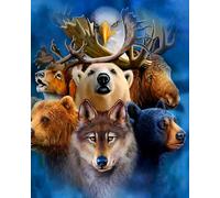 WANGXIAO Peinture par numéros pour adultes -Peinture acrylique par numéros Pour adultes - Pour cadeau et décoration de la maison - 40 x 50cm,Animal sauvage ours brun aigle loup,sans cadre