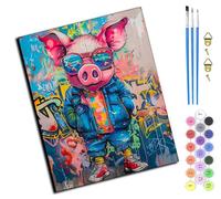 WANGXIAO Peinture par numéros pour adultes -Peinture acrylique par numéros Pour adultes - Pour cadeau et décoration de la maison - 40 x 50cm,Graffiti cochon de rue,sans cadre