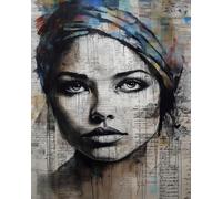WANGXIAO Peinture par numéros pour adultes -Peinture acrylique par numéros Pour adultes - Pour cadeau et décoration de la maison - 40 x 50cm,Affiche abstraite avec une fille,sans cadre