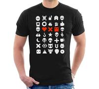 WANGYANGAN Love Death and Robots White Symbols Montage Men's T-Shirt T-Shirts à Manches Courtes(Large)