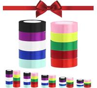 Wangyaohan Lot de 10 rouleaux de ruban de 1,9 cm x 22,9 m, 10 couleurs de rouleaux de ruban pour emballage cadeau, accessoires pour cheveux, arrangements floraux, décorations de fête et décorations de