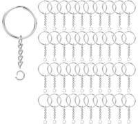 Wangyaohan Lot de 100 porte-clés avec chaîne et ouverture ouverte, anneaux ronds fendus de 2,5 cm pour la fabrication de bijoux