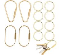 Wangyaohan Lot de 12 porte-clés à vis en laiton - 2 manilles en U (3,2 x 6,1 cm) + 2 manilles A (3 x 6 cm) + 8 joints toriques (2,5 cm)