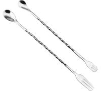 Wangyaohan Lot de 2 agitateurs à cocktail en acier inoxydable à long manche en spirale 25,4 cm 33 cm