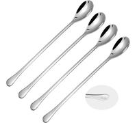 Wangyaohan Lot de 4 cuillères à thé glacées longues en acier inoxydable 304, adaptées pour les bars à café, cuillère à mélanger à long manche de 20,3 cm, cuillère de bar, cuillère à cocktail, (4