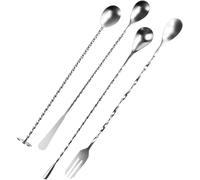 Wangyaohan Lot de 4 cuillères de bar en acier inoxydable 304 avec manche long et motif en spirale pour mélanger les boissons