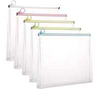 Wangyaohan Lot de 5 enveloppes en plastique transparent avec fermeture éclair de 24 x 33 cm