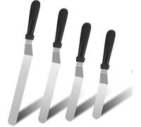 Wangyaohan Xekigu Lot de 4 spatules décalées en acier inoxydable pour décoration de gâteaux avec poignée en plastique pour la maison, la cuisine ou la boulangerie