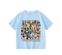 WANGYFAN Nouveaux Hauts pour Enfants à Manches Courtes, t-Shirt pour Enfants à Manches Courtes avec imprimé Animal Anime IA Italienne, vêtement d'été à Manches mi-Longues,Bleu,140cm