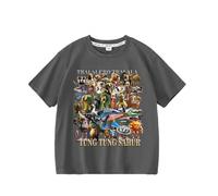 WANGYFAN Nouveaux Hauts pour Enfants à Manches Courtes, t-Shirt pour Enfants à Manches Courtes avec imprimé Animal Anime IA Italienne, vêtement d'été à Manches mi-Longues,Dark Grey,150cm