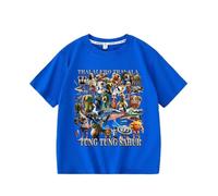 WANGYFAN Nouveaux Hauts pour Enfants à Manches Courtes, t-Shirt pour Enfants à Manches Courtes avec imprimé Animal Anime IA Italienne, vêtement d'été à Manches mi-Longues,Dark Blue,160cm