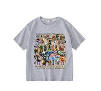 WANGYFAN Nouveaux Hauts pour Enfants à Manches Courtes, t-Shirt pour Enfants à Manches Courtes avec imprimé Animal Anime IA Italienne, vêtement d'été à Manches mi-Longues,Gris,160cm