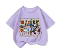 WANGYFAN T-Shirt pour Enfants à col Rond Tralalelo Tralala Tung Tung Tung Sahur T-Shirt Italien et Brainrot Animaux T-Shirts Unisexes Amusants à Manches Courtes,Violet,130cm