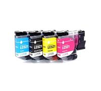 WANGYIWH Cartouche d'encre LC-521 adaptée à l'imprimante b-rther DCP-J1260W 1310 1313 1360 J1460DW(1SET BK C M Y)