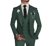 Wangyue Costume 3 pièces pour homme, coupe étroite, double rangée, costume formel pour mariage, bal de fin d'année, dîner de gala, L
