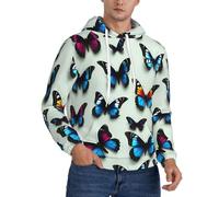 Wangyufen Sweat à capuche en polaire pour homme avec imprimé papillon et violoncelle - Doux et confortable - Vêtement d'hiver décontracté, noir, Medium