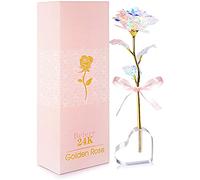 WANGZAIZAI Rose avec Base en Forme de Coeur, Fleur Rose Eternelle pour Elle Maman Femme Petite Amie au Saint Valentin Fête