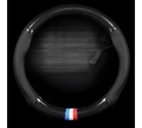 WANGZENIU Couvre Volant Voiture pour Porsche Cayenne E-Hybrid 2018-2024, PU Housse Caches de Volant en Cuir Artificiel Volant de Voiture Protection Antidérapant Respirant,Black-Round