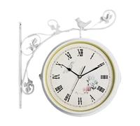 WANGZEYU Horloge Exterieure Etanche Horloge Murale rétro Double Face en Fer forgé for extérieur, décoration d'intérieur Horloge De Gare(White)