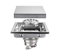 WANGZEYU Siphon De Sol Accessoires de Salle Bains Drain Sol en Acier Inoxydable 304, Taille 150 * 150mm(15x15cm Brushed)