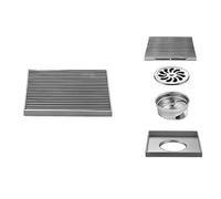 WANGZEYU Siphon De Sol Couvercle de Drain Sol 10/12/15/20 cm, Douche Salle Bain carré en Acier Inoxydable brossé 304(White,12X12CM)