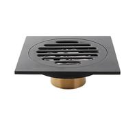 WANGZEYU Siphon De Sol Drain de Douche Baignoire Noir Mat carré en Laiton 10 cm Grille Drainage Sol
