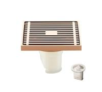 WANGZEYU Siphon De Sol Drains de Sol Salle Bain en Laiton chromé, Drain carré déodorant 100 x mm, Couvercle Douche, égouttoir, Accessoires, crépine(Rose Gold B)