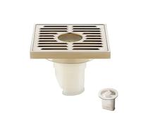 WANGZEYU Siphon De Sol Grille de Douche carrée en Laiton for carrelage vidange, Drain Sol for Machine à Laver, grilles for Salle Bain, crépine 10 x cm(Brushed Gold B)