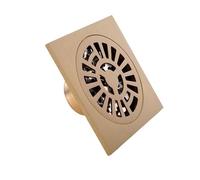 WANGZEYU Siphon De Sol Siphon de Sol en Laiton doré brossé 10 × cm, matériel Salle Bain, Siphon Douche carré, Grille déchets avec Filtre à Cheveux(E)