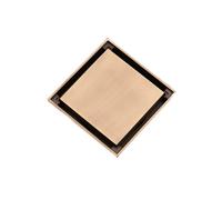 WANGZEYU Siphon De Sol Siphon de Sol Salle Bain en Laiton Antique 10 x cm, Noir Mat, chromé, carré, Couvercle Invisible, Siphon(Antique brassA)