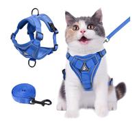 Wanheart Ensemble harnais de poitrine et laisse pour chat, anti-fuite, réglable, en maille souple, pour tous les types de gilets pour chats (bleu roi, taille M : 3 à 4,5 kg)