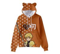 WANHONGYUE Anime Agatsuma Zenitsu Sweat à Capuche 3D Impirmé Hoodie Sweatshirt à Capuche Cartoon Pull à Manches Longues pour Femme Fille, Zenitsu XL