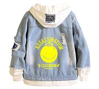 WANHONGYUE Anime Assassination Classroom Veste en Jean Denim Hoodie Jacket Unisexe Sweat-Shirt à Capuche Outwear Manteaux Blouson Bleu-XXL