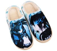 WANHONGYUE Anime Black Rock Shooter Pantoufles de Maison Homme Femme Hiver Peluche Chaude Chaussons Intérieur Extérieur Antidérapant Slippers