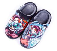 WANHONGYUE Anime Demon Slayer Kamado Tanjirou Pantoufles d'hiver Peluche Chaude Maison Chaussons Femme Homme Pantoufles Intérieur Extérieur Antidérapant Slippers Tanjirou 44-45 EU