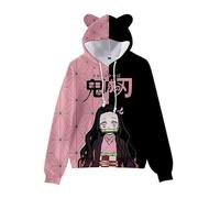 WANHONGYUE Anime Kamado Nezuko Sweat à Capuche 3D Impirmé Hoodie Sweatshirt à Capuche Cartoon Pull à Manches Longues pour Femme Fille, Nezuko S