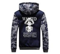 WANHONGYUE Anime One Piece Luffy Hoodie Sweat à Capuche Hommes Cosplay Plus Épais Velours Hiver Sweat-Shirt Veste 2 XXXXL