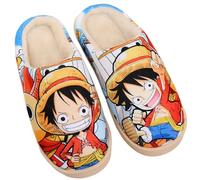 WANHONGYUE Anime One Piece Luffy Pantoufles de Maison Homme Femme Hiver Peluche Chaude Chaussons Intérieur Extérieur Antidérapant Slippers