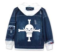 WANHONGYUE Anime One Piece Luffy Veste en Jean avec Capuche Adulte Cosplay Denim Jacket Blouson Outwear Sweat Manteaux Bleu Foncé/9 XXXL