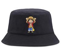 WANHONGYUE Anime One Piece Monkey D Luffy Bucket Hat Chapeau de Seau Unisexe Anti-UV Chapeau de Soleil de Plage Eté Pliables Chapeaux de Pêcheur Bob Bonnet Noir/1