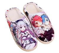 WANHONGYUE Anime Re: Life in a Different World from Zero Pantoufles de Maison Homme Femme Hiver Peluche Chaude Chaussons Intérieur Extérieur Antidérapant Slippers