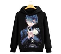 WANHONGYUE Black Butler Anime Pullover Sweat-Shirts à Capuche Cosplay Vêtements Hoodie Sweatshirt Manteaux Sweat Noir 2 S
