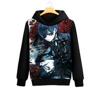 WANHONGYUE Black Butler Anime Pullover Sweat-Shirts à Capuche Cosplay Vêtements Hoodie Sweatshirt Manteaux Sweat Noir 9 L