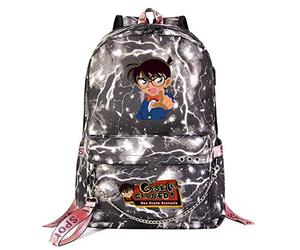 WANHONGYUE Detective Conan Case Closed Étudiant Sacs d'école Cartable Filles Sac à Dos Ordinateur Portable 15,6 Pouces pour Fans d'anime Gray Lightning / 4