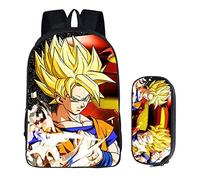 WANHONGYUE Dragon Ball Anime Image Backpack Set Sac d'école Cartable Boîte de Papeterie Sac à Dos + Trousse /2